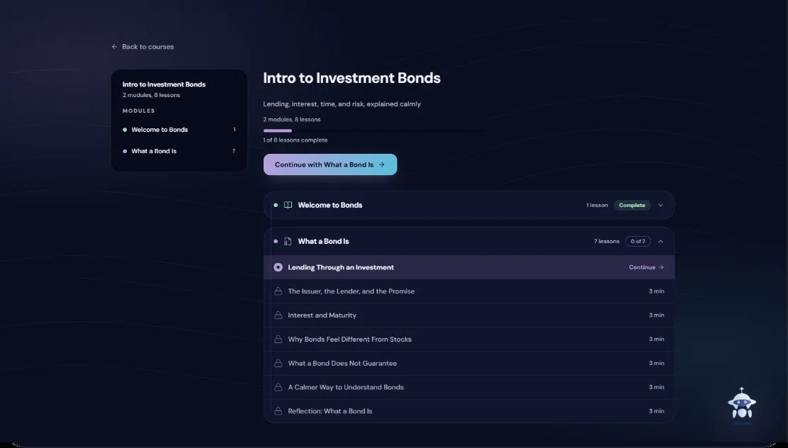 Gleanly course overview for investment bonds