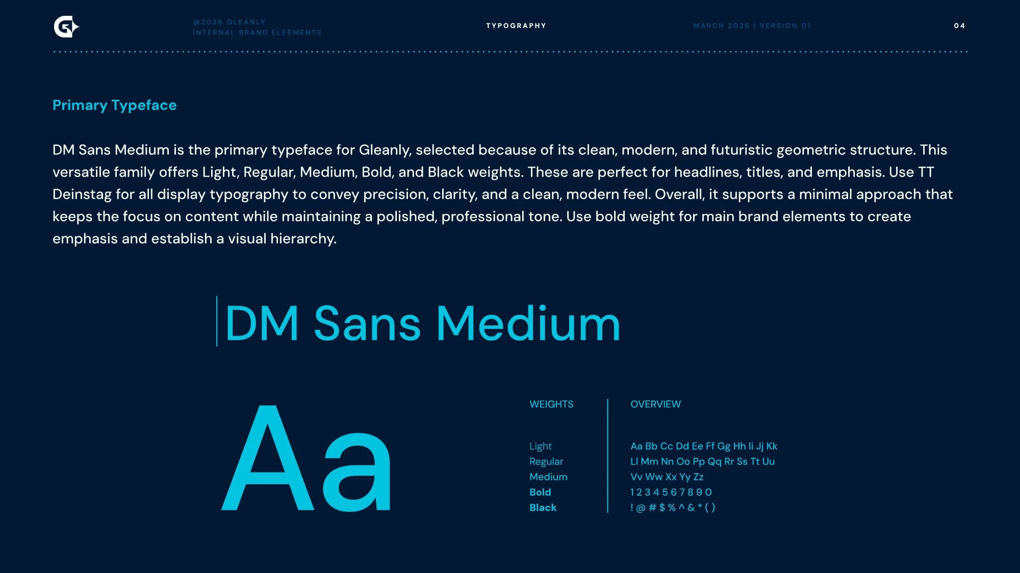 Gleanly primary typeface