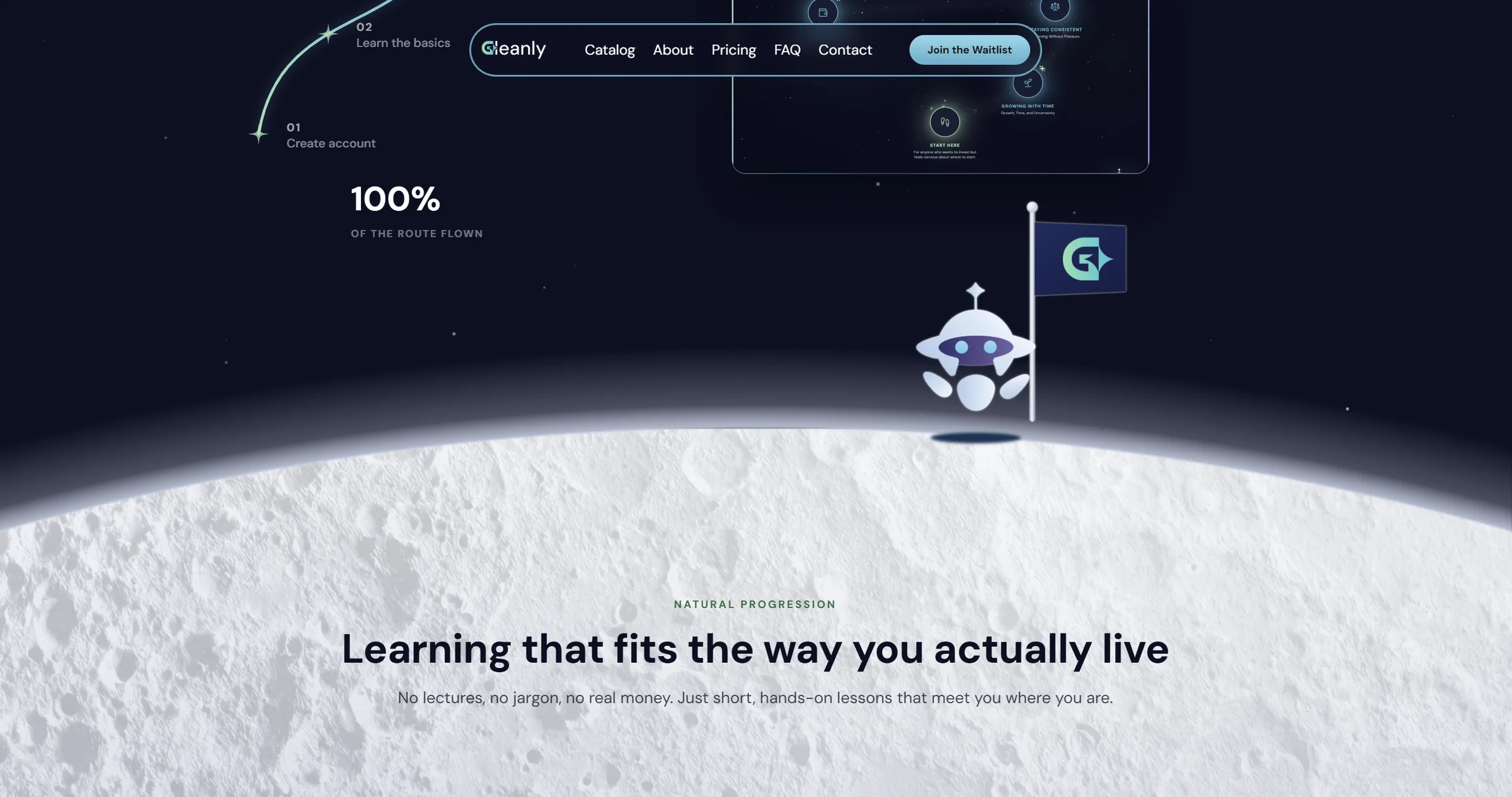 Gleanly website moon landing section