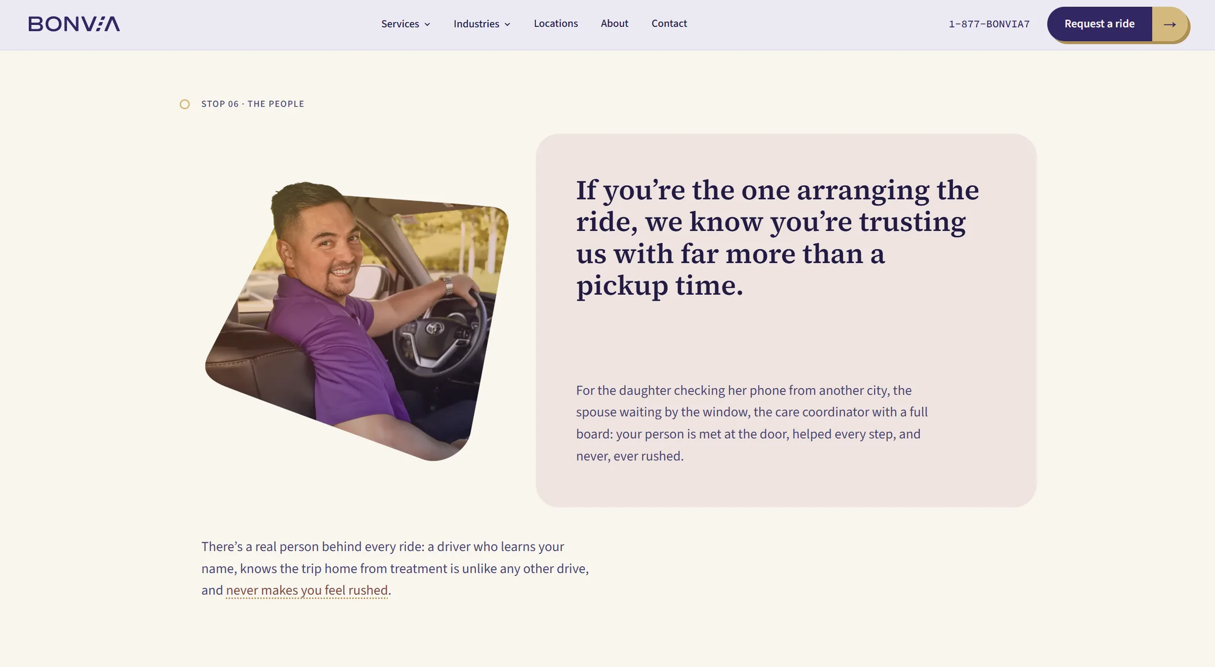 Bonvia website section about their drivers